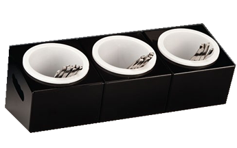 Display-uri si suporturi - RAKI Organizator tacamuri bufet cu 3 compartimente, 48x18xh18cm, policarbonat, negru