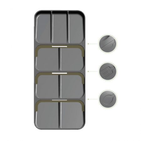 RAKI Organizator tacamuri cu 9 compartimente, 39x16,5xh5,2cm, antracit [2]