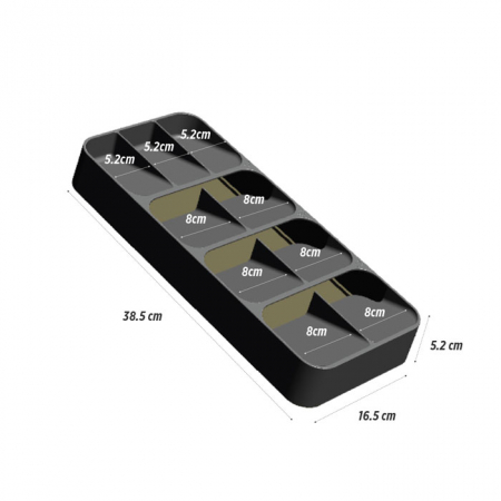 RAKI Organizator tacamuri cu 9 compartimente, 39x16,5xh5,2cm, antracit [1]