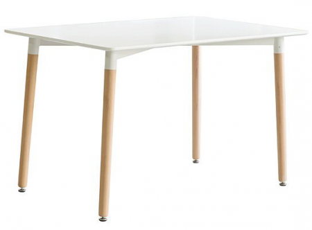 Produse - RAKI OSLO Masa bucatarie moderna dreptunghiulara, 120x80xh75cm, alba, blat MDF melaminat, picioare lemn