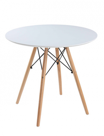 Produse - RAKI OSLO Masa bucatarie moderna rotunda, D80xh72cm, alba, blat MDF melaminat, picioare lemn