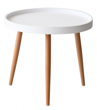 Mese - RAKI OSLO Masuta cafea alba, D50xh45cm, blat plastic, picioare metalice aspect lemn