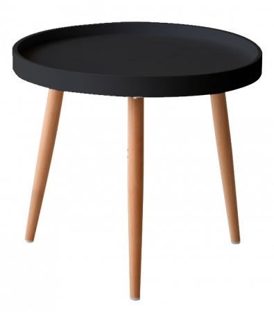 Mese - RAKI OSLO Masuta cafea neagra, D50xh45cm, blat plastic, picioare metalice aspect lemn