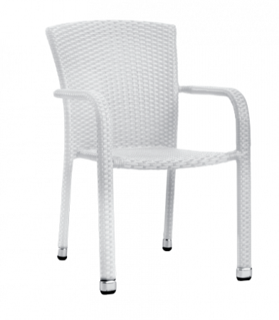 Scaune si fotolii - RAKI PALMAR Scaun gradina/terasa cu brate, ratan sintetic, cadru aluminiu, alb, 56x56xh82cm