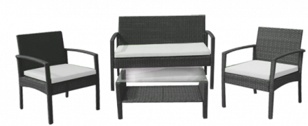Mobilier HoReCa - RAKI PARA Set mobilier terasa, gradina din poliratan 4 piese, masa, canapea si 2 scaune cu brate, maro