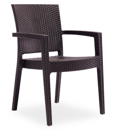 Scaune si fotolii - RAKI PARIS RATTAN Scaun cu brate 58x62xh88cm polipropilena/fibra sticla culoare cafea