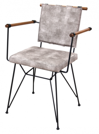 Produse - RAKI PENNY Scaun metalic negru cu sezut lemn si perna