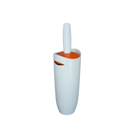 Accesorii baie - RAKI Perie WC cu suport plastic, alb-orange 10xh35cm