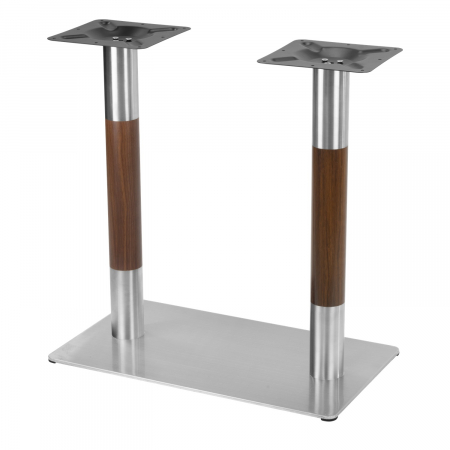 Produse - RAKI Picior/baza dubla metalica pentru masa, 70x40xh72cm, argintiu cu accente aspect lemn