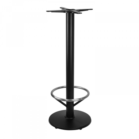 Produse - RAKI Picior metalic pentru masa bar, D43xh110cm, negru cu suport picioare argintiu