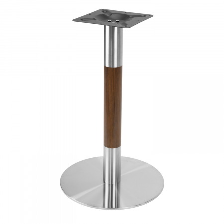 Produse - RAKI Picior metalic pentru masa, D45xh72cm, baza rotunda, argintiu cu accente aspect lemn
