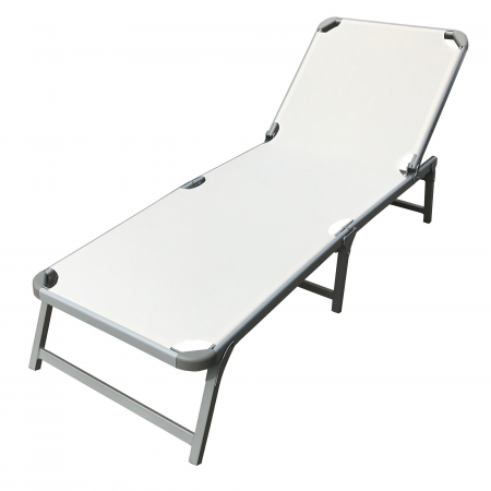 Produse - RAKI PINKI Sezlong plabil 188x56cm cadru metalic cu profil lat culoare crem