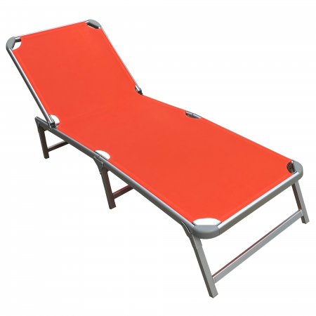 Produse - RAKI PINKI Sezlong plabil 188x56cm cadru metalic cu profil lat culoare orange