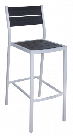 Scaune si fotolii - RAKI PLASTIC WOOD Scaun bar, 58x46xh107,5cm, plastic/metal, alb/gri