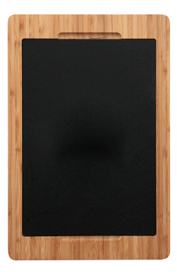 Platouri servire - RAKI Platou ardezie cu suport bambus prezentare, servire 36x24x1,9cm