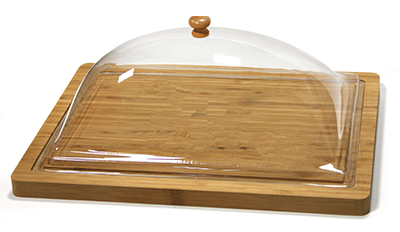Display-uri si suporturi - RAKI Platou bambus cu capac servire branzeturi 36x26,7xh12cm