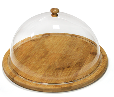 Display-uri si suporturi - RAKI Platou bambus rotund cu capac acrilic D35cm