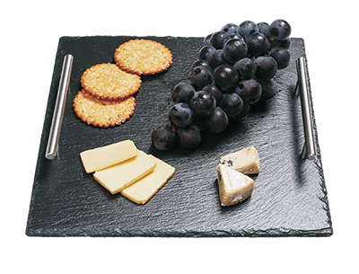 Servirea mesei - RAKI Platou din ardezie cu manere inox 30x30xh0,5cm, patrat SL-TR-SQ-SS-3030)
