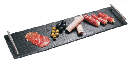 Servirea mesei - RAKI Platou din ardezie cu manere inox 60x15xh0,5cm, dreptunghiular