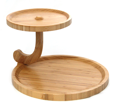 Display-uri si suporturi - RAKI Platou din bambus cu 2 etaje D19cm si D29cm