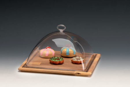 Display-uri si suporturi - RAKI Platou din bambus cu capac policarbonat 34x34xh16cm