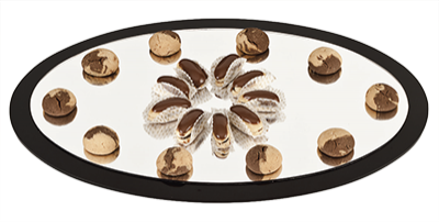 Display-uri si suporturi - RAKI Platou oval prezentare, suprafata tip oglinda, 60x40cm