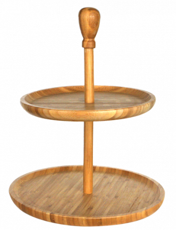 Display-uri si suporturi - RAKI Platou rotund din bambus cu 2 etaje D25cm si D30cm