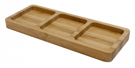 Platouri lemn - RAKI Platou servire dreptunghiular bambus 25,5x10xh1,9cm cu 3 compartimente