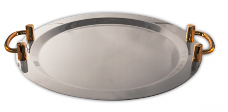 Platouri si boluri inox - RAKI Platou servire, tava inox cu manere, 50cm, oval, de lux