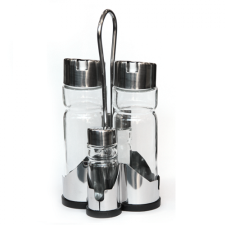 Servirea mesei - RAKI PREMIUM Oliviera 5 piese, cu suport inox, 2 sticle ulei/otet, solnita si pipernita