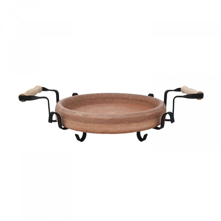 RAKI PROFI Tava ceramica adanca 28cm cu suport metalic, pentru copt si servit, Saci bulgaresc [1]