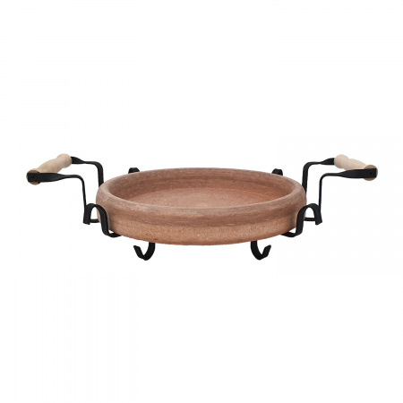 RAKI PROFI Tava ceramica adanca 32cm cu suport metalic, pentru copt si servit, Saci bulgaresc [1]