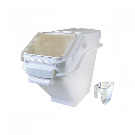 RAKI Recipient depozitare ingrediente cu capac si cupa, 24l, 30x59xh44cm, plastic, alb [1]