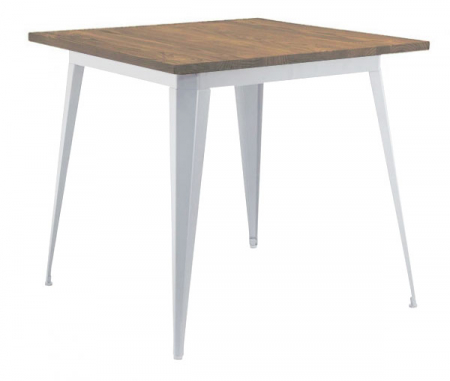 Mese - RAKI RETRO Masa bar patrata 80x80xh75cm lemn/metal WHITE