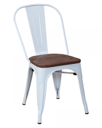 Scaune si fotolii - RAKI RETRO Scaun metalic 51x44x84cm sezut lemn WHITE