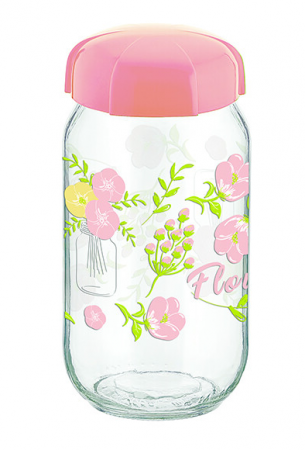 Borcane, recipiente si accesorii - RAKI RHEA Borcan sticla pentru bomboane si biscuiti, 1l, capac plastic