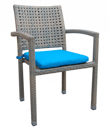 Produse - RAKI ROKHA Scaun gradina/terasa cu brate, poliratan, cadru aluminiu, perna albastra