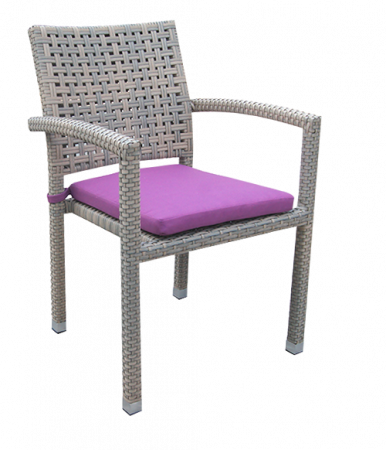 Produse - RAKI ROKHA Scaun gradina/terasa cu brate, poliratan, cadru aluminiu, perna mov