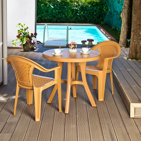 RAKI ROYAL Masa gradina plastic, D80xh73cm, bej, rotunda [3]