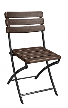 Mobilier catering - RAKI Scaun pliabil plastic aspect lemn, 55x46xh81cm, cadru metalic, maro