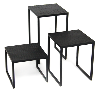 Display-uri si suporturi - RAKI Set 3 standuri metalice bufet, 12x12xh10cm/12x12xh15cm/12x12xh20cm, negre