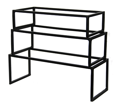 Display-uri si suporturi - RAKI Set 3 standuri metalice expunere platouri bufet, 31,5x13,25xh7,5cm, 36x13,25xh10cm, 41,5x13,25xh12,5cm