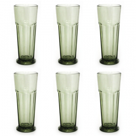 Old School - RAKI Set 6 pahare din sticla, 450ml, pentru cocktail, verde