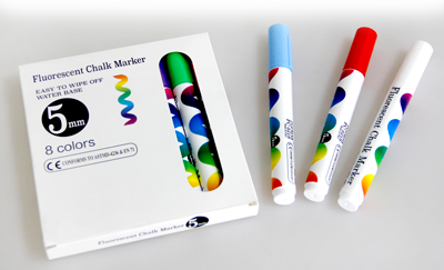 RAKI Set 8 bucati marker creta fluorescent, pe baza de apa, 8 culori, 5mm