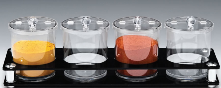 Display-uri si suporturi - RAKI Set borcane din policarbonat 4x750ml cu suport acrilic 49x14xh14cm