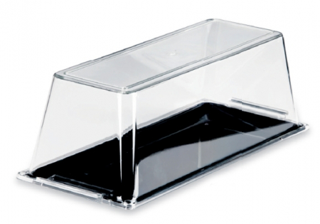 Display-uri si suporturi - RAKI Set display bufet, platou negru cu capac transparent, 34x14xh11,5cm