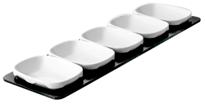 Display-uri si suporturi - RAKI Set display, tava GN 2/4 20mm cu 5 platouri de 14,5x10,5xh3,3cm, melamina