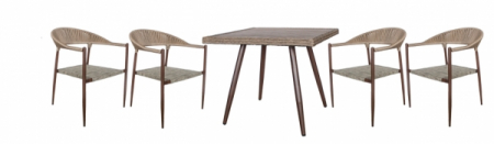 RAKI Set gradina mobila POLYWOOD NATURAL masa patrata 90x90xh75cm cu 4 scaune 62x62xh79cm, cadru metalic [2]
