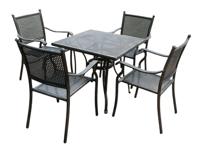 Seturi - RAKI Set mobila terasa aluminiu masa patrata 80x80cm si 4 scaune culoare bronz