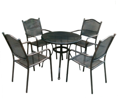 Seturi - RAKI Set mobiler gradina/terasa aluminiu MOSSEL, masa rotunda 80cm si 4 scaune culoare bronz